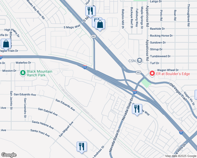 map of restaurants, bars, coffee shops, grocery stores, and more near 320 Conestoga Way in Henderson