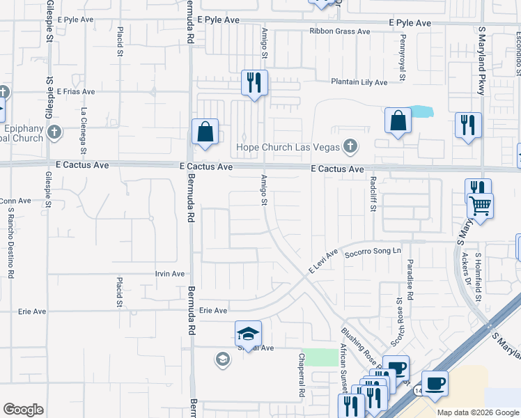 map of restaurants, bars, coffee shops, grocery stores, and more near 593 Pale Pueblo Court in Las Vegas