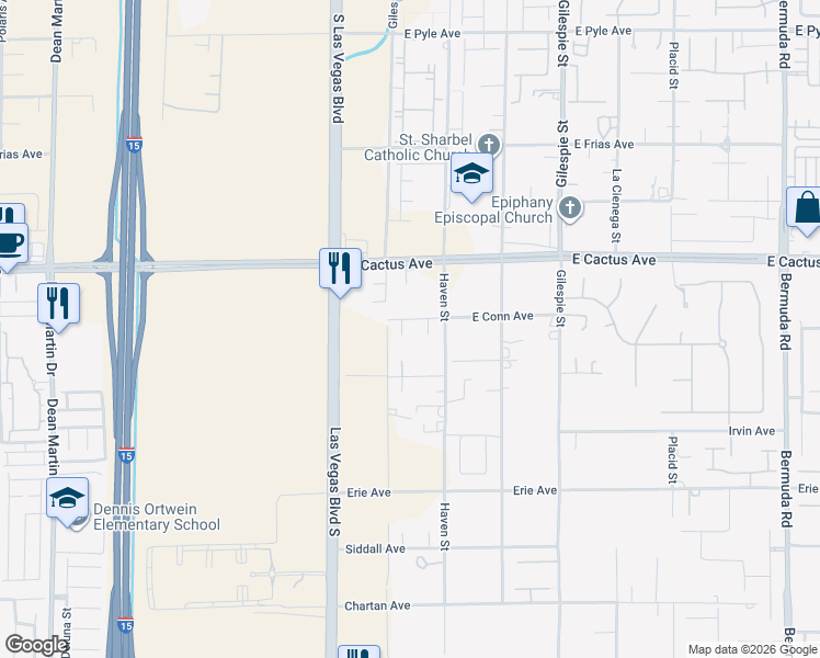 map of restaurants, bars, coffee shops, grocery stores, and more near 55 East Conn Avenue in Las Vegas