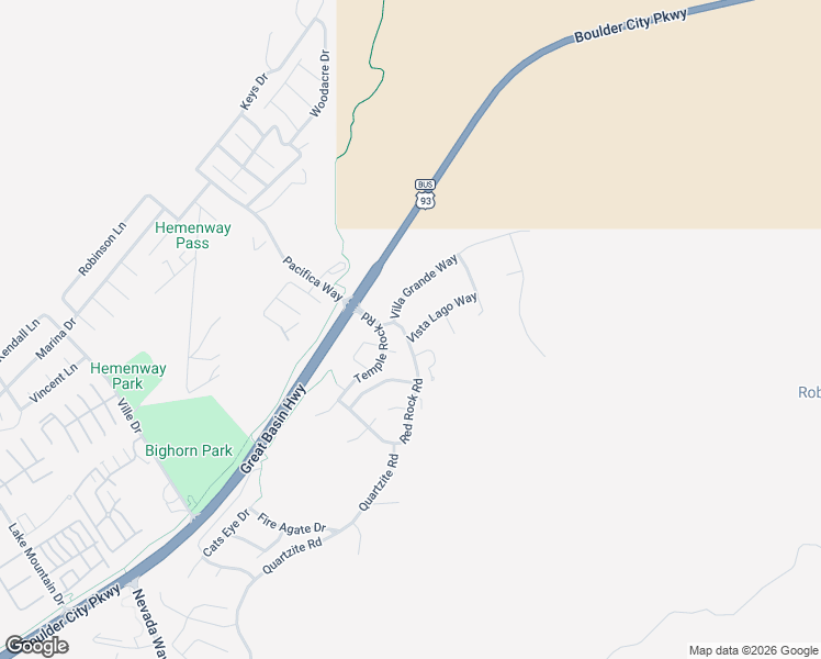map of restaurants, bars, coffee shops, grocery stores, and more near 105 Red Rock Road in Boulder City