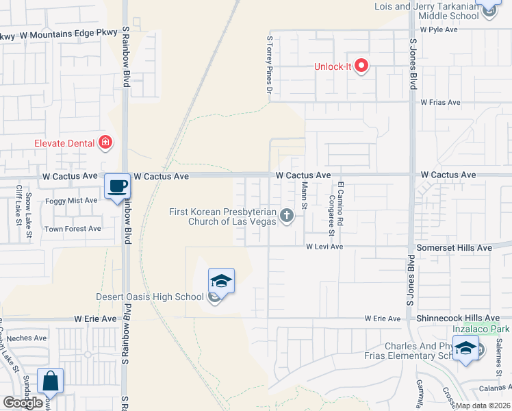 map of restaurants, bars, coffee shops, grocery stores, and more near 6578 Rustic Saddle Court in Las Vegas