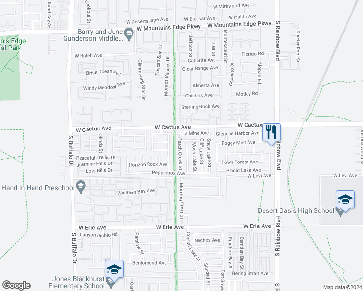 map of restaurants, bars, coffee shops, grocery stores, and more near 10568 Peach Creek Street in Las Vegas