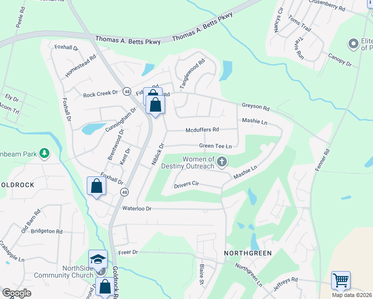 map of restaurants, bars, coffee shops, grocery stores, and more near 1313 Green Tee Lane in Rocky Mount