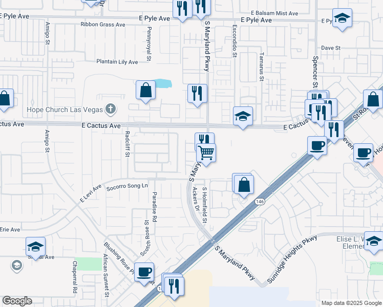 map of restaurants, bars, coffee shops, grocery stores, and more near 1135 Volcanic Garden Court in Las Vegas