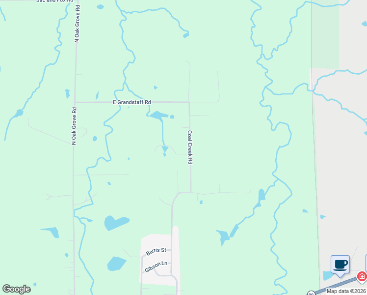 map of restaurants, bars, coffee shops, grocery stores, and more near 1900 Coal Creek Road in Cushing