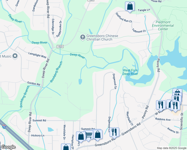 map of restaurants, bars, coffee shops, grocery stores, and more near 533 Dogwood Court in High Point