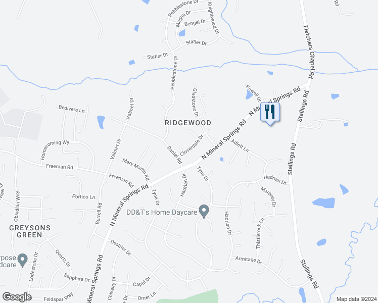 map of restaurants, bars, coffee shops, grocery stores, and more near 204 Cloverdale Drive in Durham