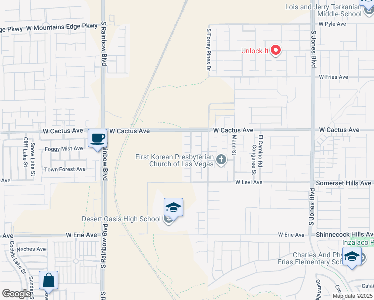 map of restaurants, bars, coffee shops, grocery stores, and more near 6572 Polonius Court in Las Vegas