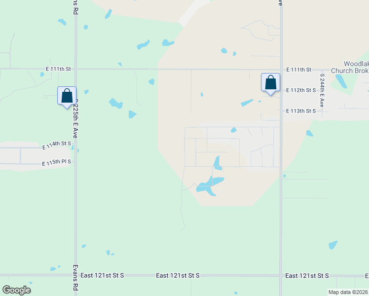 map of restaurants, bars, coffee shops, grocery stores, and more near 11170 South 235th East Avenue in Broken Arrow