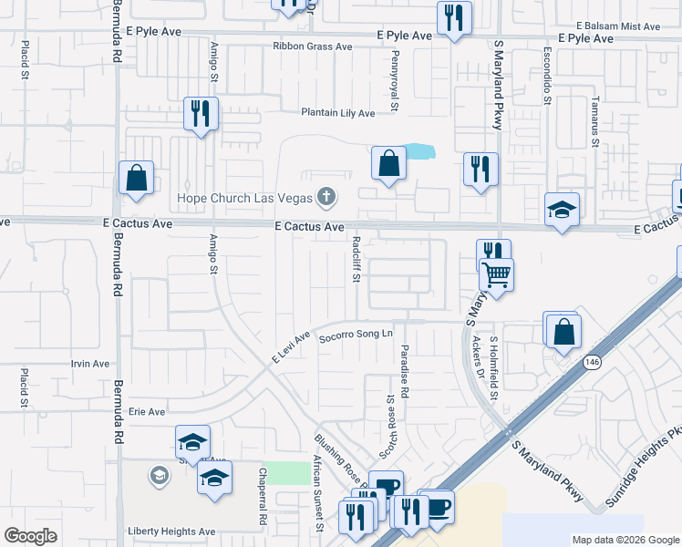 map of restaurants, bars, coffee shops, grocery stores, and more near 10625 Salmon Leap Street in Las Vegas
