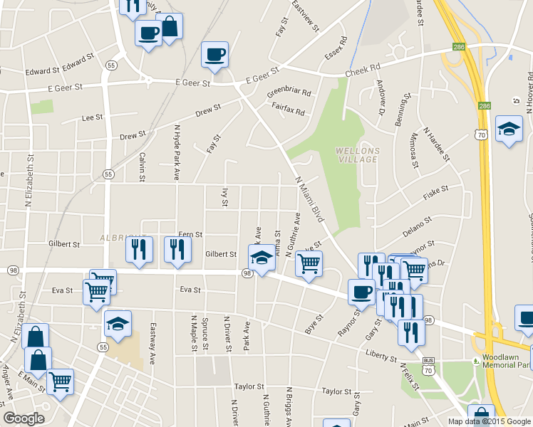 map of restaurants, bars, coffee shops, grocery stores, and more near 1109 Alma Street in Durham
