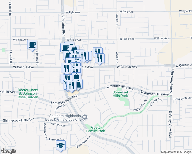 map of restaurants, bars, coffee shops, grocery stores, and more near 4580 Treto Avenue in Las Vegas