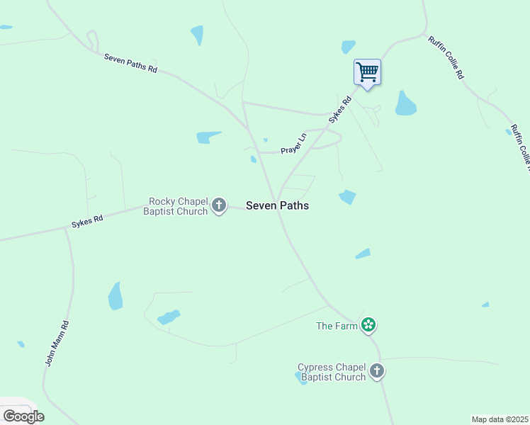 map of restaurants, bars, coffee shops, grocery stores, and more near 1050 Sykes Road in Louisburg