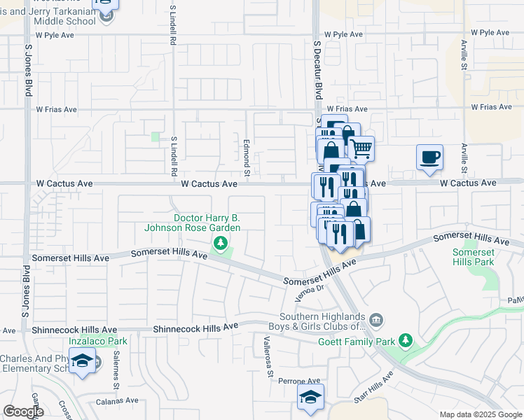 map of restaurants, bars, coffee shops, grocery stores, and more near 5148 Villa Vecchio Court in Las Vegas