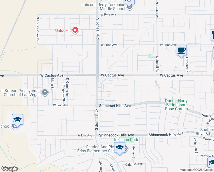 map of restaurants, bars, coffee shops, grocery stores, and more near 6020 West Traviata Avenue in Las Vegas