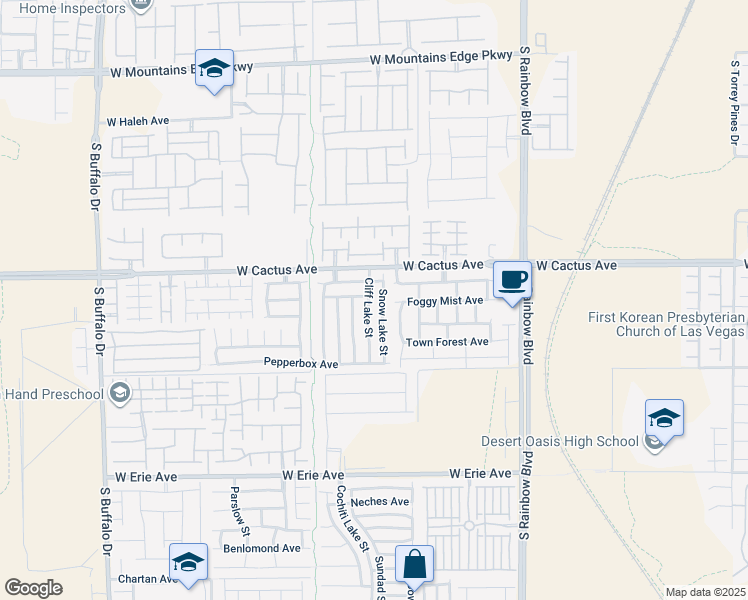map of restaurants, bars, coffee shops, grocery stores, and more near 10558 Cliff Lake Street in Las Vegas