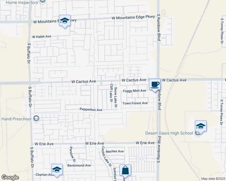 map of restaurants, bars, coffee shops, grocery stores, and more near 10558 Cliff Lake Street in Las Vegas