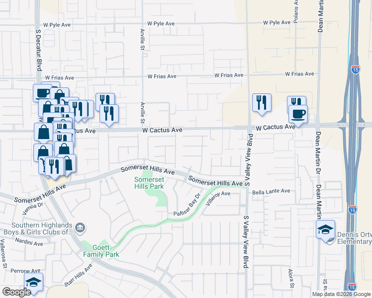 map of restaurants, bars, coffee shops, grocery stores, and more near 4167 Bottiglia Avenue in Las Vegas