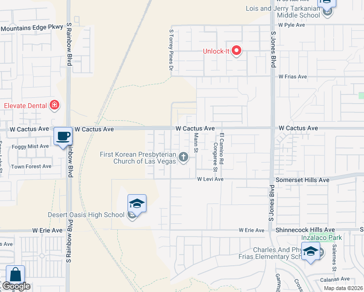 map of restaurants, bars, coffee shops, grocery stores, and more near 10562 Siesta Key Street in Las Vegas
