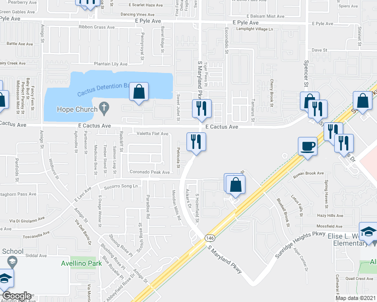 map of restaurants, bars, coffee shops, grocery stores, and more near 1123 Volcanic Garden Court in Las Vegas