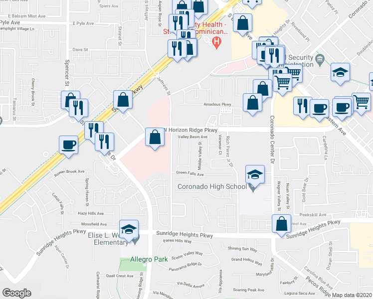 map of restaurants, bars, coffee shops, grocery stores, and more near 837 Fulford Court in Henderson