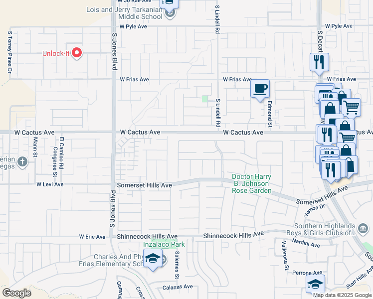 map of restaurants, bars, coffee shops, grocery stores, and more near 5684 Benevento Court in Las Vegas