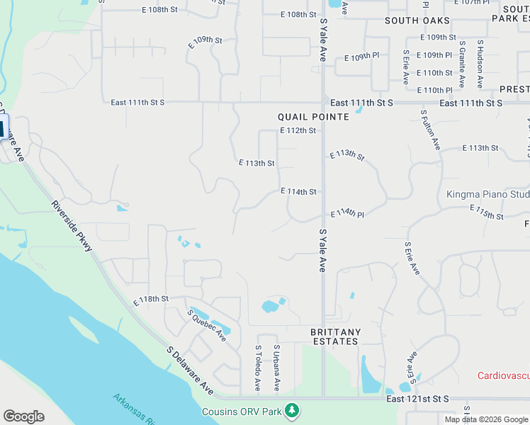 map of restaurants, bars, coffee shops, grocery stores, and more near 11450 South Winston Avenue in Tulsa