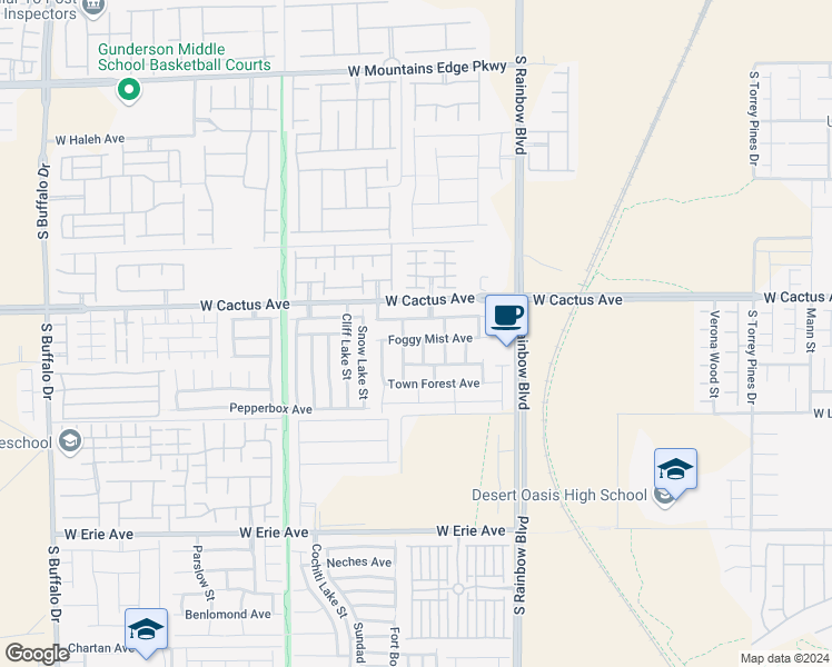 map of restaurants, bars, coffee shops, grocery stores, and more near 7086 Foggy Mist Avenue in Las Vegas