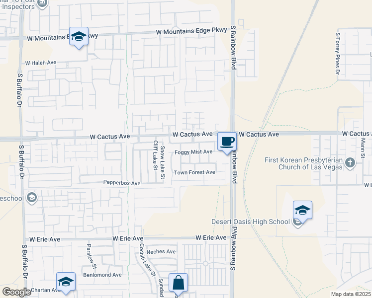 map of restaurants, bars, coffee shops, grocery stores, and more near 7086 Foggy Mist Avenue in Las Vegas