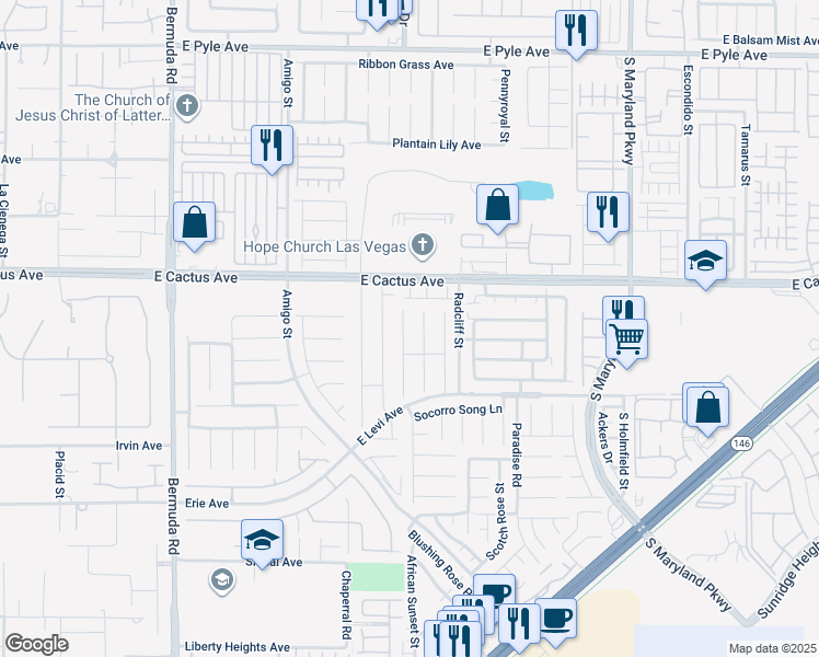 map of restaurants, bars, coffee shops, grocery stores, and more near 10590 Medicine Bow Street in Las Vegas