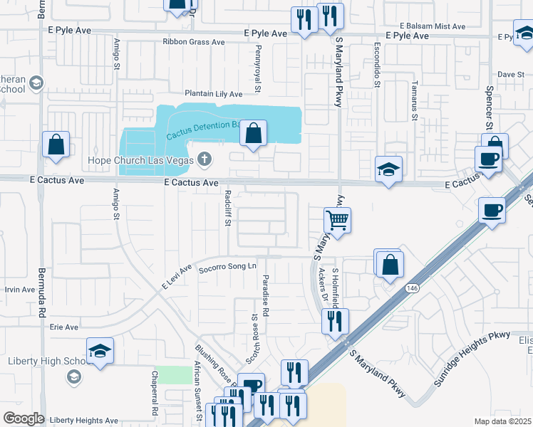 map of restaurants, bars, coffee shops, grocery stores, and more near 999 Monte De Oro Avenue in Las Vegas