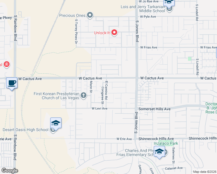 map of restaurants, bars, coffee shops, grocery stores, and more near 6296 West Conn Avenue in Las Vegas