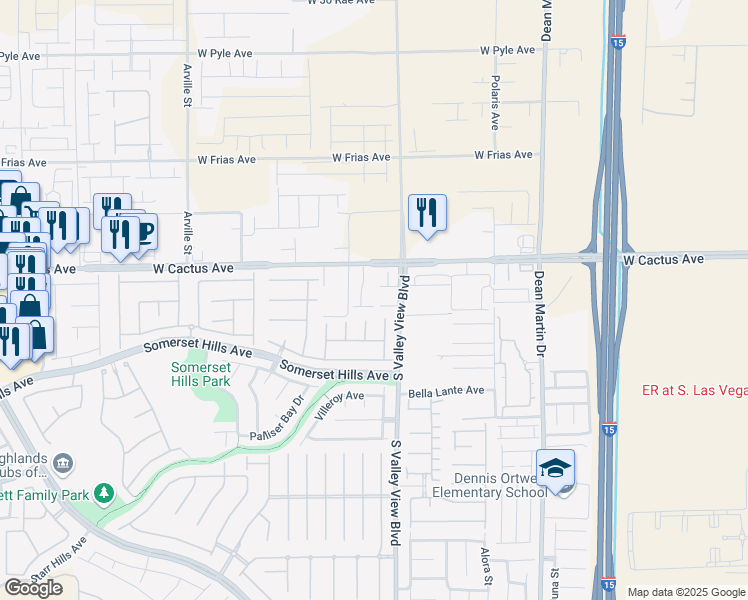 map of restaurants, bars, coffee shops, grocery stores, and more near 3910 Bella Contada Lane in Las Vegas