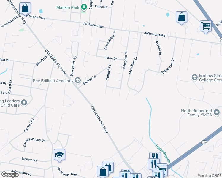 map of restaurants, bars, coffee shops, grocery stores, and more near 1200 Smalls Court in La Vergne