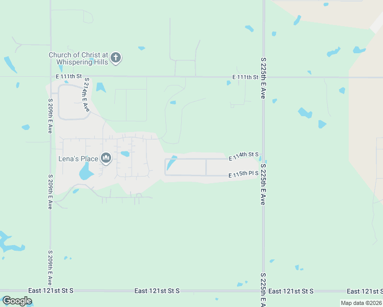 map of restaurants, bars, coffee shops, grocery stores, and more near 21989 East 114th Place South in Broken Arrow