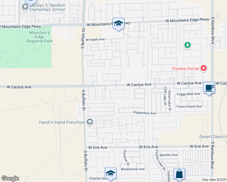map of restaurants, bars, coffee shops, grocery stores, and more near 7595 Brisa Del Mar Avenue in Las Vegas