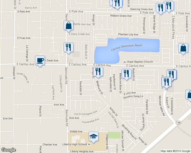 map of restaurants, bars, coffee shops, grocery stores, and more near 10625 Wildhurst Street in Las Vegas
