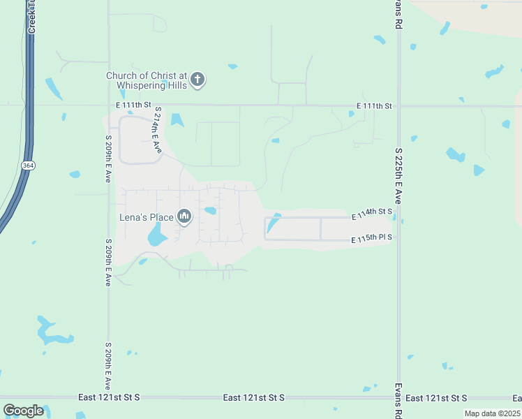 map of restaurants, bars, coffee shops, grocery stores, and more near 21797 East 114th Place South in Broken Arrow