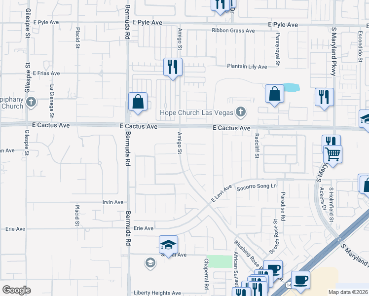 map of restaurants, bars, coffee shops, grocery stores, and more near 593 Pale Pueblo Court in Las Vegas