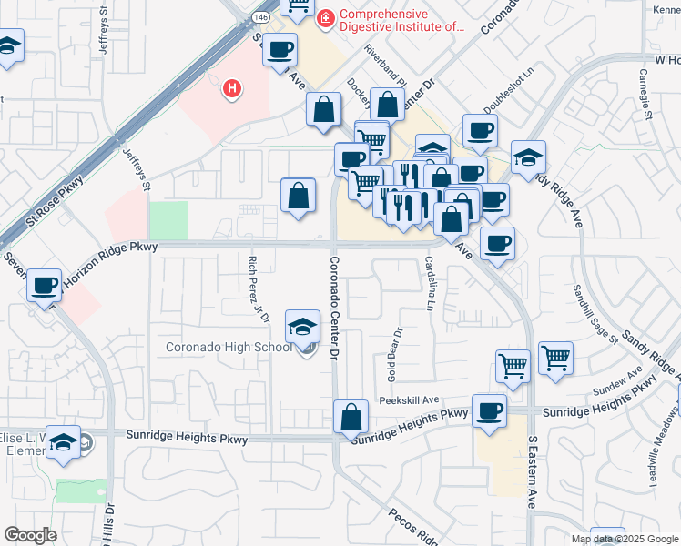 map of restaurants, bars, coffee shops, grocery stores, and more near 815 Happy Sparrow Avenue in Henderson