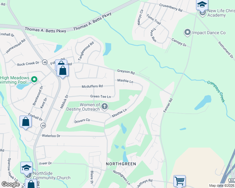 map of restaurants, bars, coffee shops, grocery stores, and more near 1217 Green Tee Lane in Rocky Mount
