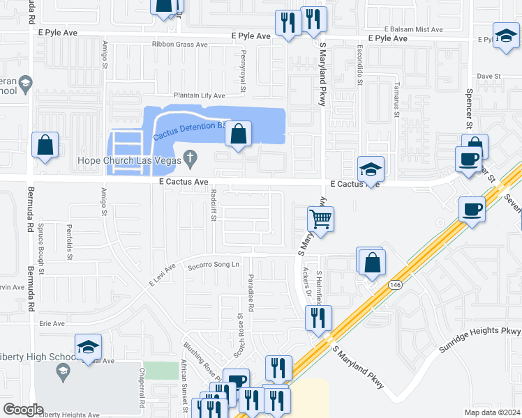 map of restaurants, bars, coffee shops, grocery stores, and more near 1025 Monte De Oro Avenue in Las Vegas
