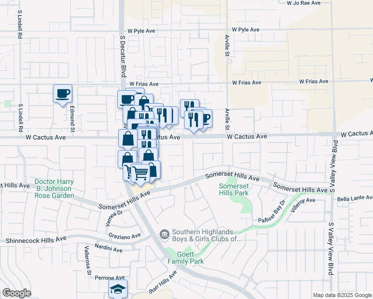 map of restaurants, bars, coffee shops, grocery stores, and more near 4572 Ondoro Avenue in Las Vegas