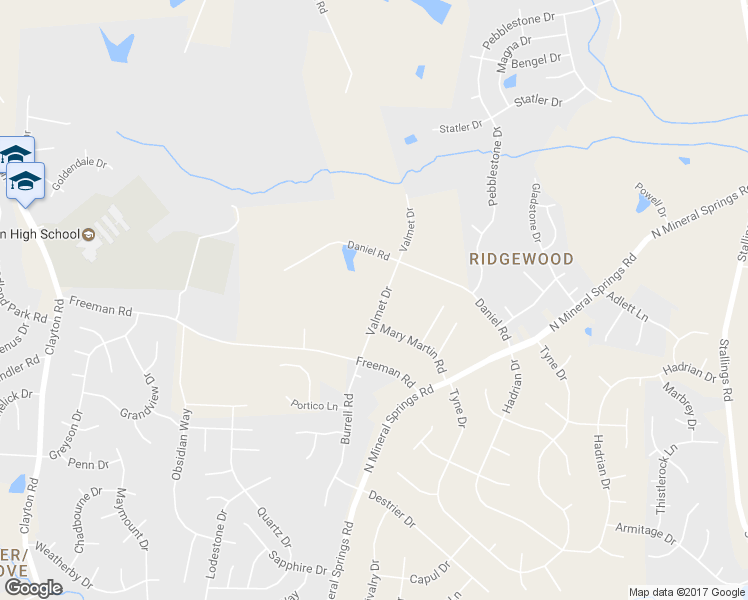 map of restaurants, bars, coffee shops, grocery stores, and more near 3722 Daniel Road in Durham