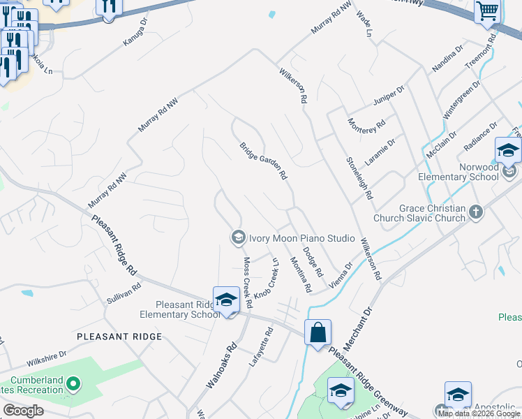 map of restaurants, bars, coffee shops, grocery stores, and more near 5924 Mondale Road in Knoxville