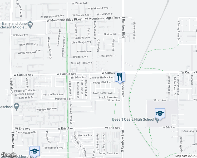 map of restaurants, bars, coffee shops, grocery stores, and more near 7085 Glencoe Harbor Avenue in Las Vegas