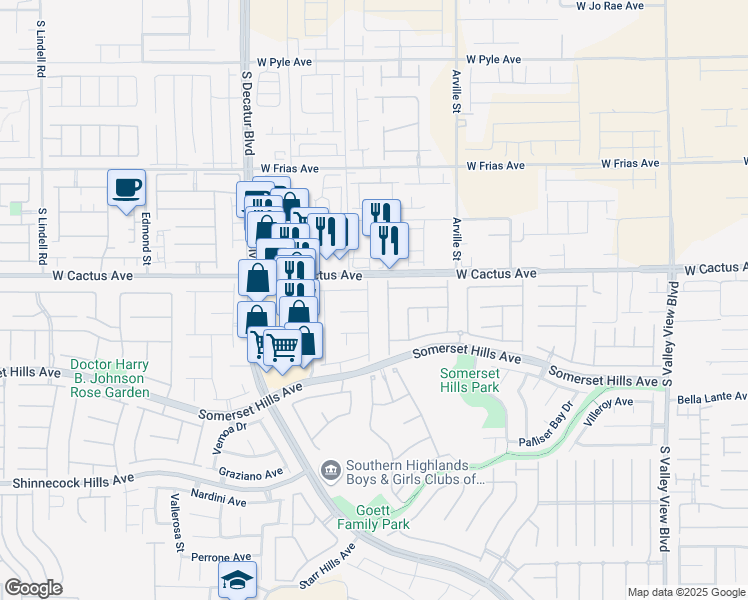 map of restaurants, bars, coffee shops, grocery stores, and more near 4572 Ondoro Avenue in Las Vegas