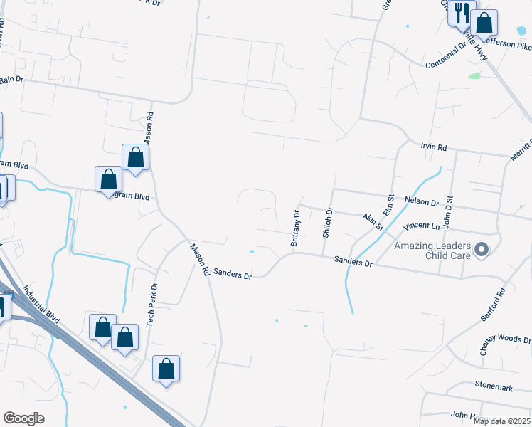 map of restaurants, bars, coffee shops, grocery stores, and more near 613 Zellwood Drive in La Vergne