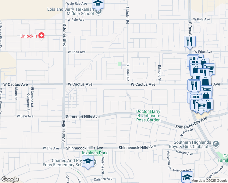 map of restaurants, bars, coffee shops, grocery stores, and more near 5637 San Florentine Avenue in Las Vegas