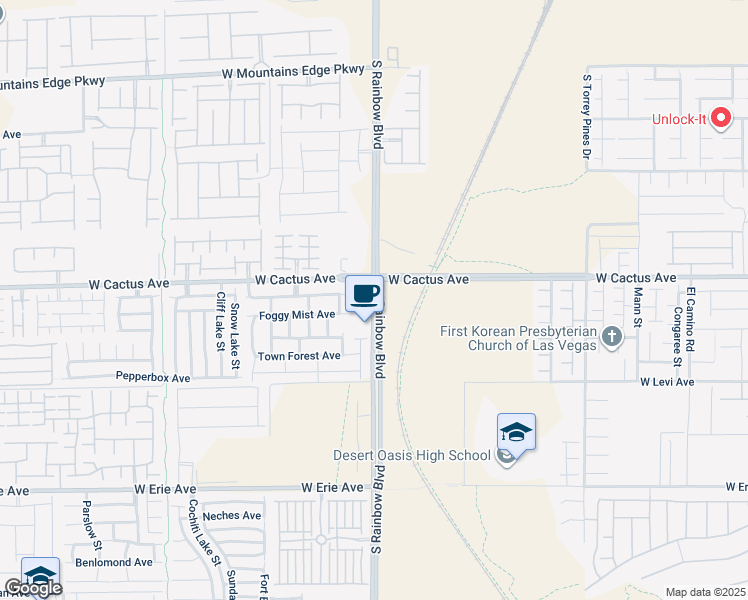 map of restaurants, bars, coffee shops, grocery stores, and more near 12214 South Rainbow Boulevard in Las Vegas